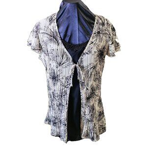 *New Low Price* Black & White Crinkle Layered Blouse